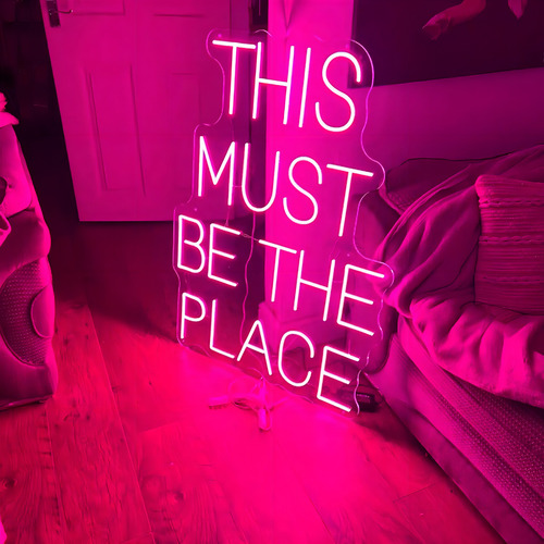 Letrero Neón This Must Be The Place 51x35 Control Atenuador Color Rosa