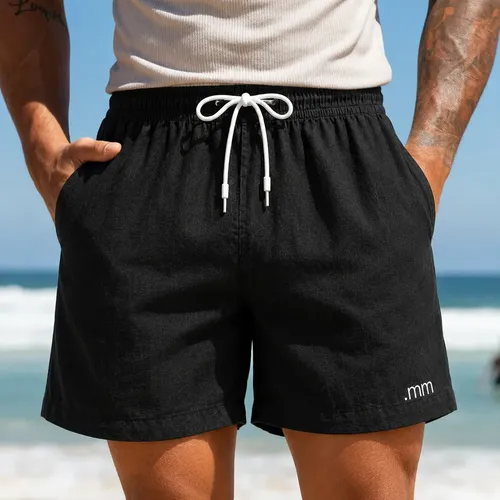 Bermuda Linho Masculina Mauricinho Praia Social Casual Verao Preto Liso G