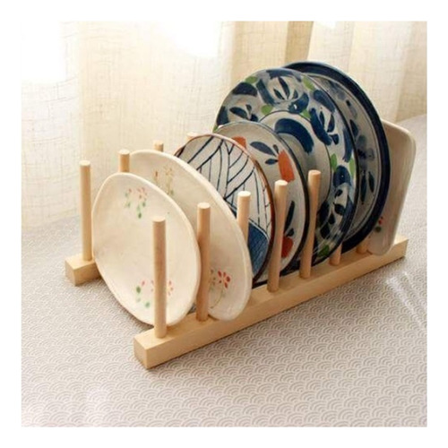 Kit 3 Escorredor Organizador Suporte Bambu Porta 6 Pratos