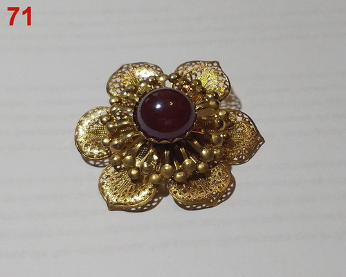 Imagen 2 de 3 de Prendedor Flor Simil Oro Bijouterie Fina Alhaja