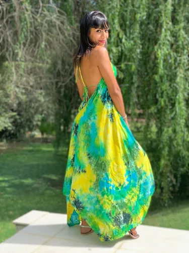 Vestido Solero Espalda Descubierta Largo Hind Con Picos