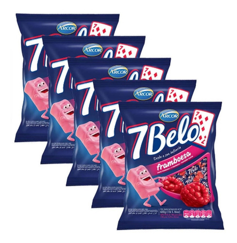 Bala 7 Belo Sete Belo Framboesa 8 Pac  X 600g Cd Total 4,8kg