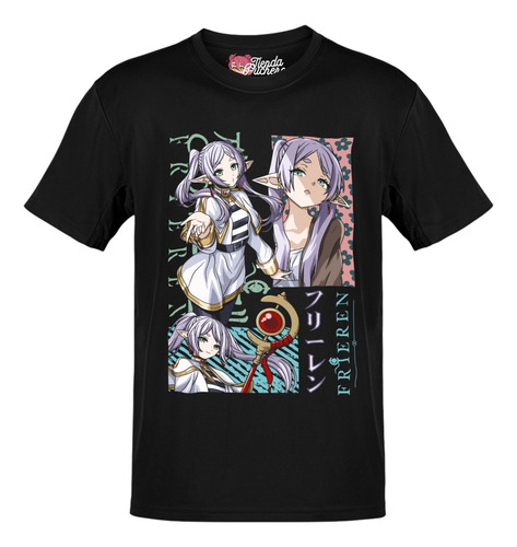 Playera Anime Frieren Frieren Rosa Flores Turquesa Dtf