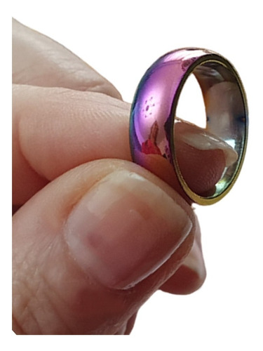 Anillo Cinta Doble Caña Acero Quirurgico 316 L Aurora Boreal