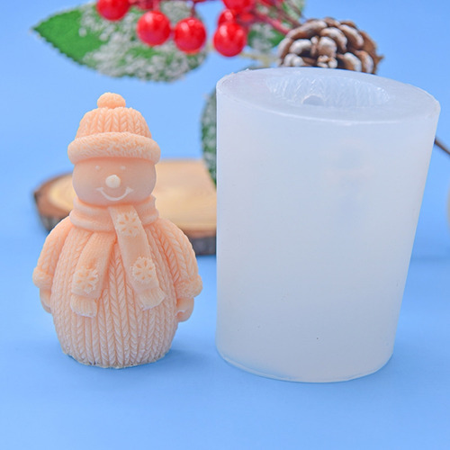 (b) Molde De Silicona Con Forma De Muñeco De Nieve Para Vela