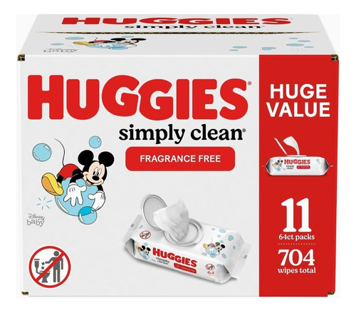 Toallitas Huggies 704 Unidades Sin Fragancia (mickey) 11x64