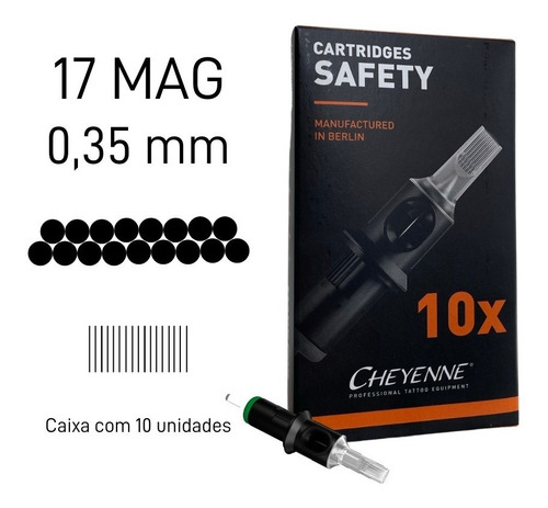 Cartucho Cheyenne, 17 Magnum - Caixa Com 10 Unidades