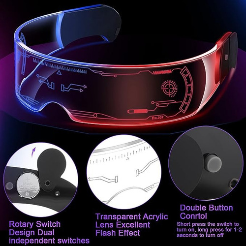 7 Colores Lentes Led Fiesta Gafas Cyberpunk Led Luminosa 2pz