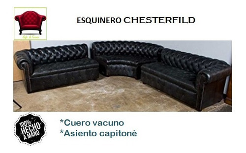Sillón Esquinero Chesterfield !!! Único 100% Cuero Vacuno !!