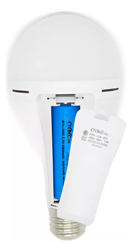 Ámpara Ed Autónoma Con Batería Extraíble 12w 3 Hrs. Tbcin Color Blanco