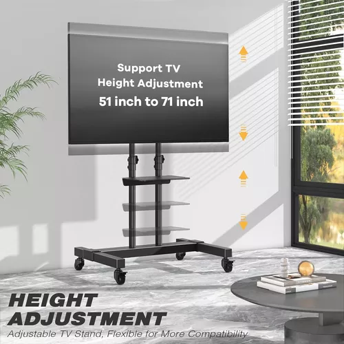  TAVR Furniture Soporte de TV móvil con ruedas con ruedas  bloqueables, altura ajustable para soporte de TV de 32 a 80 pulgadas,  pantalla plana o curva, monitores, pantalla de carga de