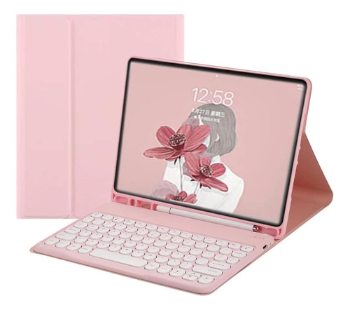 Funda Con Teclado Qiyibocase Para Galaxy Tab S8 Plus Rosa