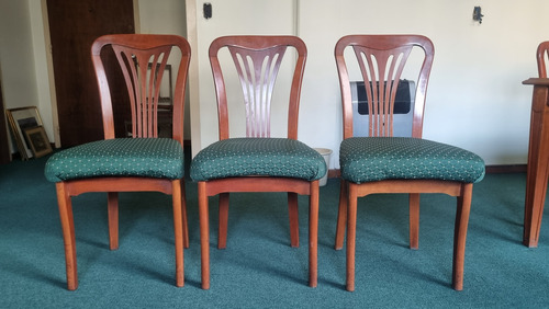 Juego De 6 Sillas Madera Modelo Clasico Tapizado Nuevo Liberty Marrón Verde Musgo (Usado)