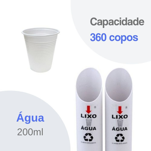 Imagem 4 de 4 de Lixeira Pvc Copos Reciclavel Descartaveis Duplo Água 200ml
