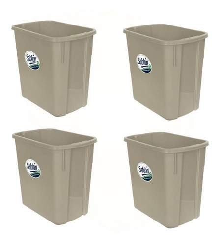 4 Pack Bote De Basura Rectangular 4l Color Capuchino