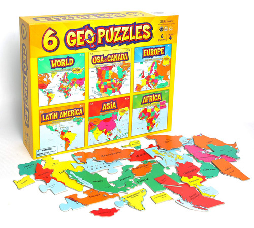 Geotoys  Juego De 6 Georompecabezas En Una Caja, Juguetes Ed