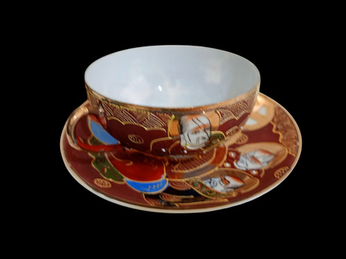 Juego De Té Cáscara De Huevo Porcelana Japonés Para 6 Marrón Floreado (Usado)