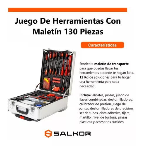 Set Juego Kit De Herramientas Maletín De Aluminio 130 Pzas