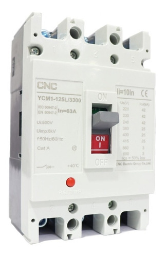 Breaker Cnc, Ycm1-125l  (tipo Industrial) 3px63amp Ac