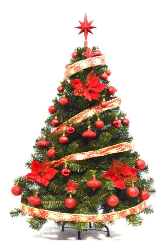 Árbol De Navidad Premium 1,50+ Kit 48 Rojo  Pzas- P.premium