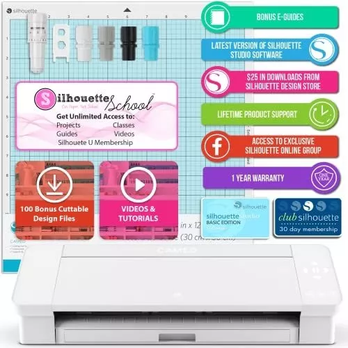 Silhouette White Cameo 4 Starter Bundle with 38 Oracal Vinyl