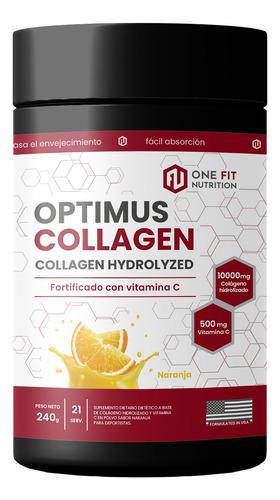 Optimus Collagen Colágeno - One Fit Sabor Frutilla Naranja