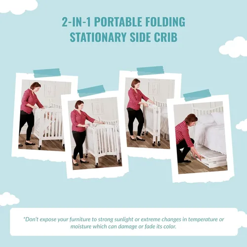 Dream on me 2 in 1 portable folding stationary side crib hot sale