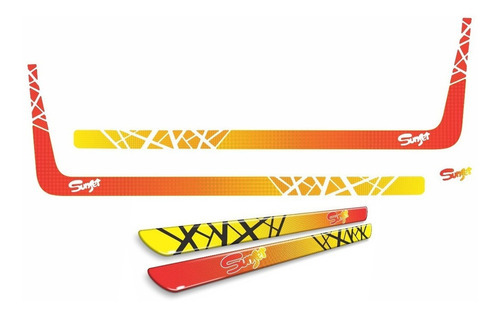 Kit Adesivos Faixas Saveiro Sunset + Soleira Da Porta Dx41