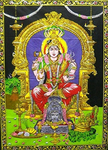 Manasa Devi Hindu Diosa Del Batik Algodon Tapiz 40 X 30