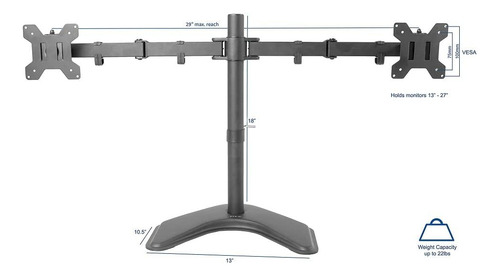 Monitor Lcd Led Duplo Vivo Stand-v002f Mesa Independente...