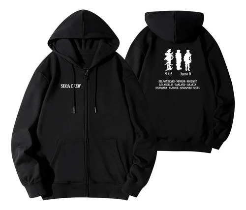 Sudadera Negra Con Capucha Y Cierre Ajustado De Manga Larga