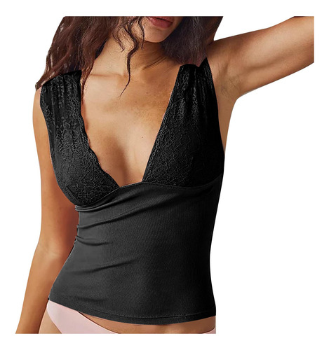 Camiseta Cómoda Sin Mangas Con Cuello En V Y Sin Espalda De