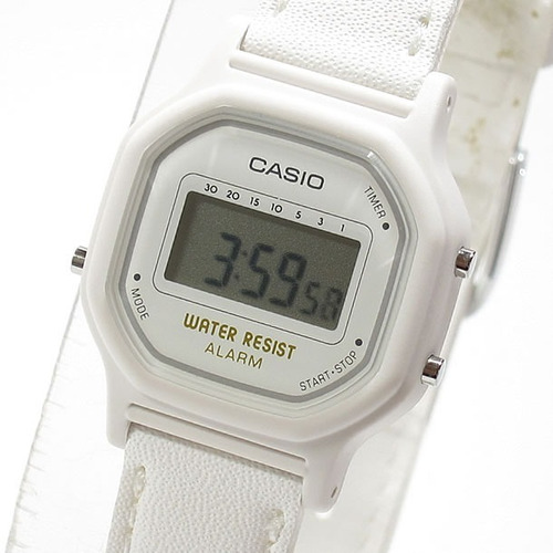 Reloj Casio La11w Dama Retro Clasico Original Correa De Piel Color De La Correa Blanco Color Del Bisel Blanco Color Del Fondo Neutro