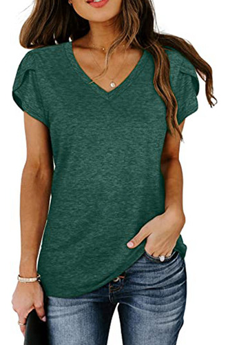 Camisetas De Manga Corta De Verano Básicas Con Cuello En V L