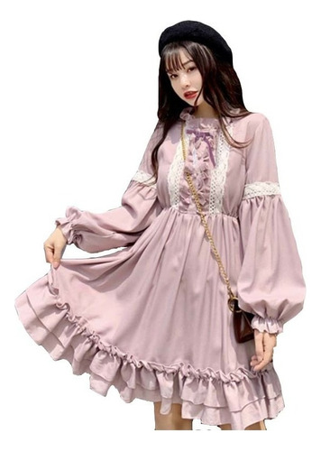 Vestido Lolita De Encaje Japonés Para Mujer