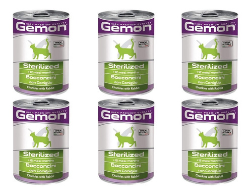 Gemon High Premium Pate Gato Castrado Con Pavo X 6