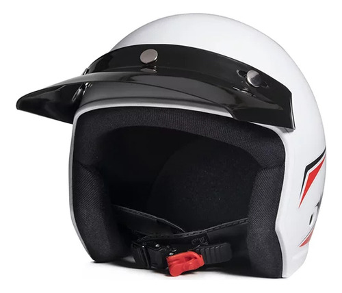 Capacete aberto Taurus Wind Tecno Branco e Vermelho Tamanho 56