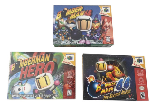 3 Cajas Custom De Juegos Bomberman Nintendo 64 (solo Cajas)