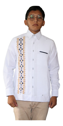 Guayabera Yucateca Estilo Chiapaneca, Tela Lino Flame