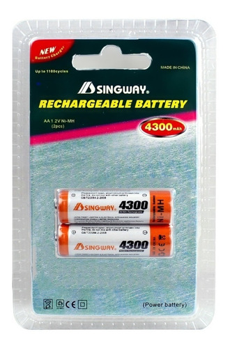 Pila Recargable Singway Aa 4300mah Por Unidad Doble A Calida