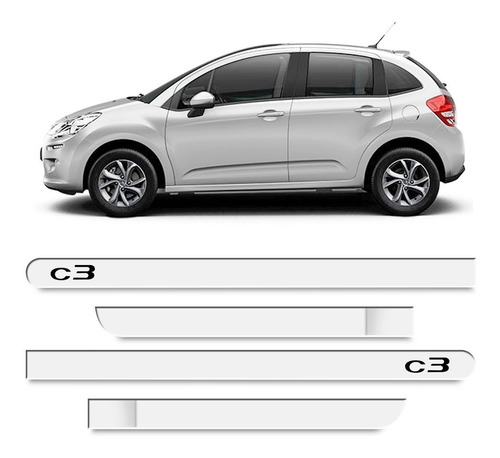 Friso Lateral Citroen C3 2012 2013 Branco Nacre 4 Peças