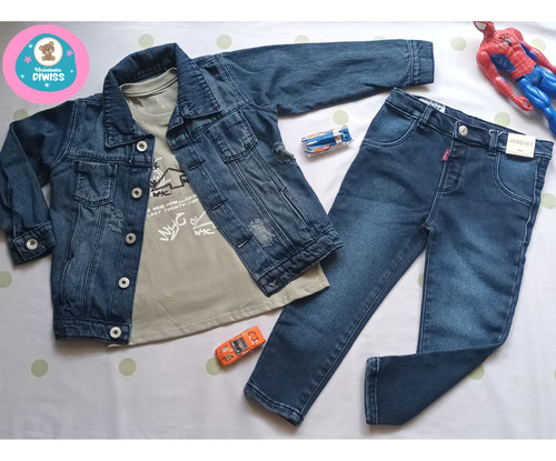 Conjunto  Para Niño Jean,camisa  Y Chaqueta 