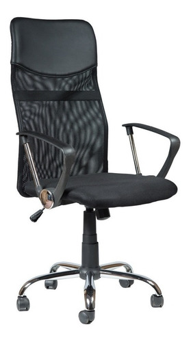 Imagen 2 de 4 de Silla de escritorio Green Deco Mesh alta negra con tapizado de poliéster y cuero sintético