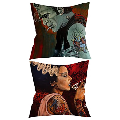 Funda De Almohada Parejas Frankenstein, Juego De 2, Dec...