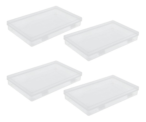 Caja De Plástico Transparente De 4 Piezas Con Tapa Abatible