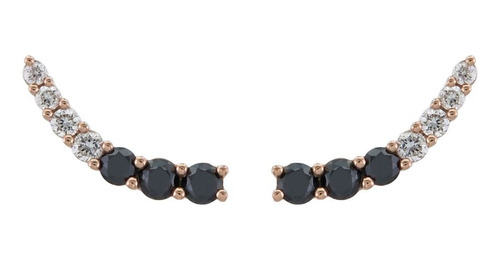 Aros Trepadores Con Diamantes Negros En Oro Rosa 18k.