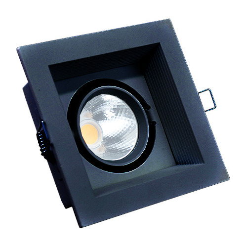 Downlight Cuad Prof. Movil Negro 10w 3000k