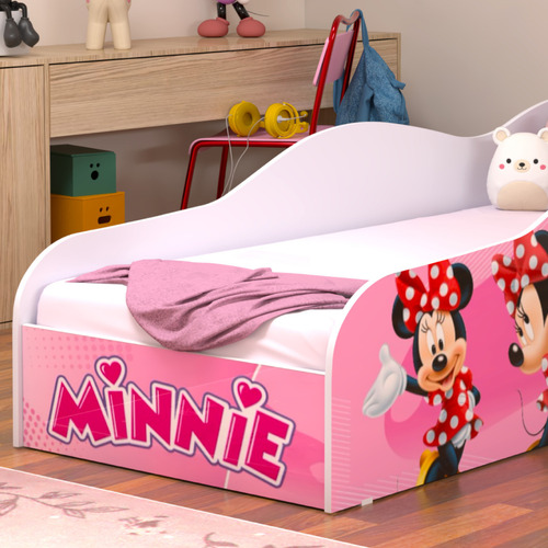 Cama Infantil Minnie Montessoriana Com Colchão Juvenil Incluso Lbx Móveis