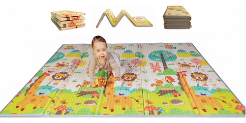 Little Big Hugs Alfombra De Juego Plegable Grande, Reversibl