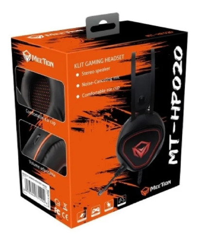 Imagen 5 de 5 de Auriculares Gamer Meetion Hp020 Negro Y Naranja Con Luz Led